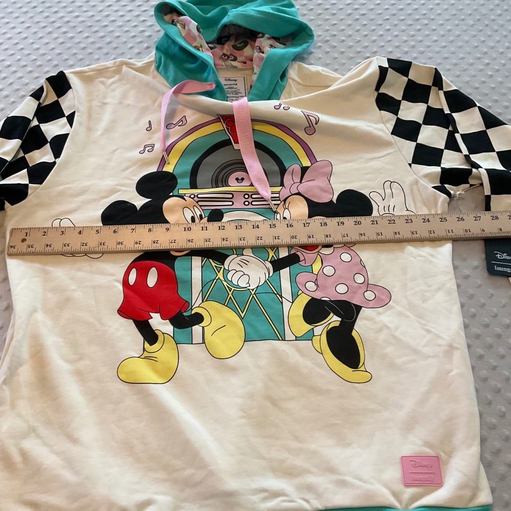 Disney Loungefly Mickey Minnie Mouse Retro Jukebox Graphic Hoodie Women's XL‎ - Picture 6 of 9